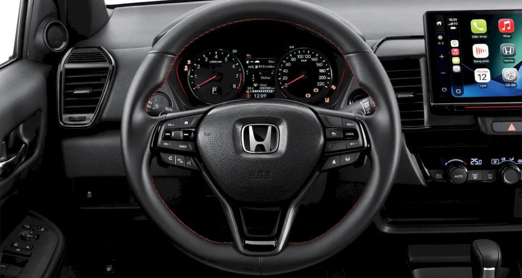 Honda CITY Vô-lăng bọc da khâu chỉ đỏ